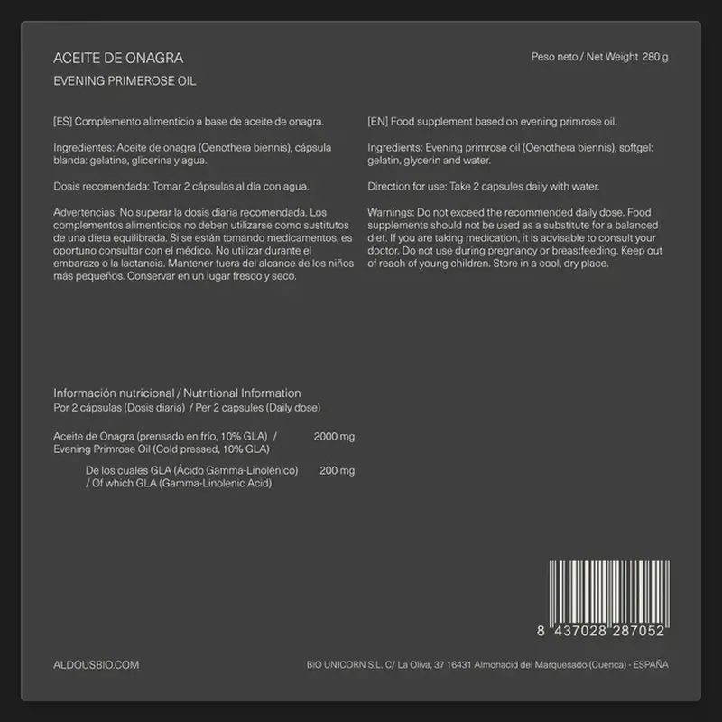 Aldous Bio Aceite De Onagra , 200 capsulas - Image 7