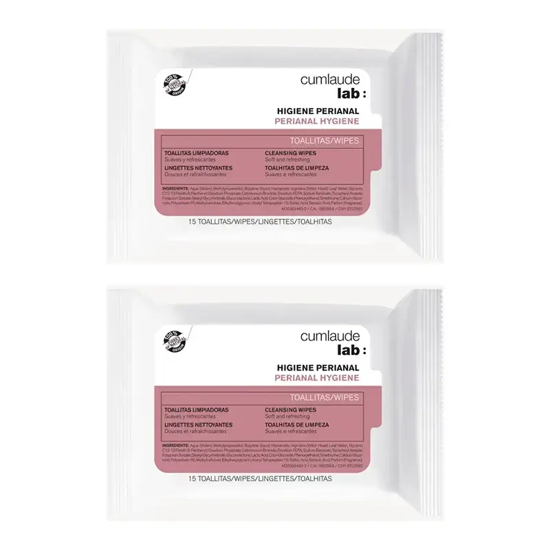 Cumlaude Lab Toallitas Perianales Limpiadoras, Pack 2 x 15 Unidades