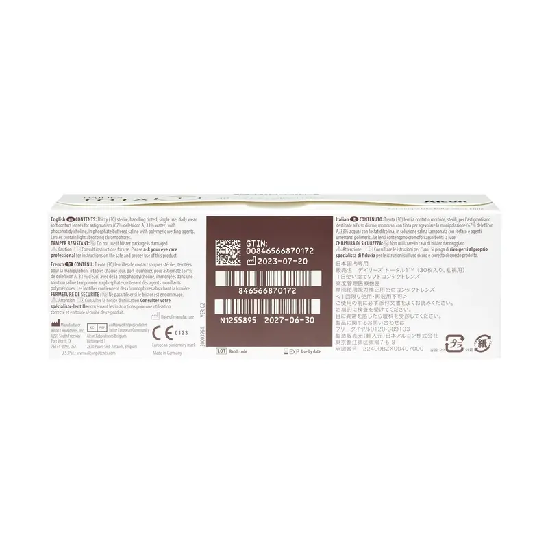 Dailies Total1 Lentillas Tóricas Diarias , 30 unidades - -2.75, -1.25, 10, 8.6, 14.50 - Image 3