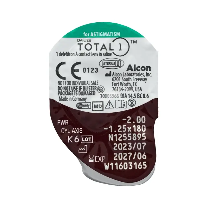 Dailies Total1 Lentillas Tóricas Diarias , 30 unidades - +3.25, -1.25, 100, 8.6, 14.50 - Image 6