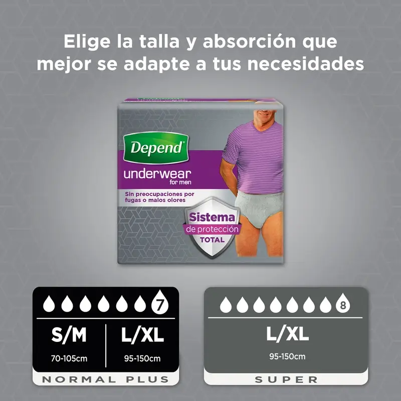 Depend Super L/Xl Pañal Adulto Hombre , 9 unidades - Image 4