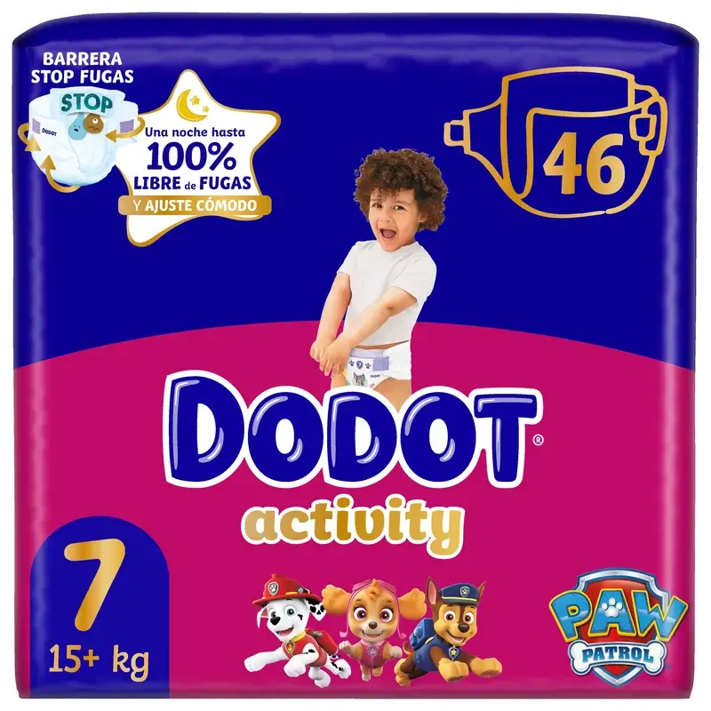 Dodot Activity Talla 7, 15kg+, 46 Pañales