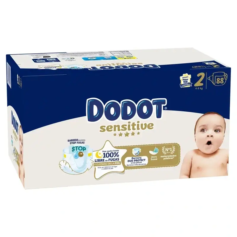 Dodot Pañal Sensitive Jumbo Pack Talla 2 , 2x88 Unidades + Toallitas Aqua Plastic Free Box 6X48 (288 Unidades) - Image 4