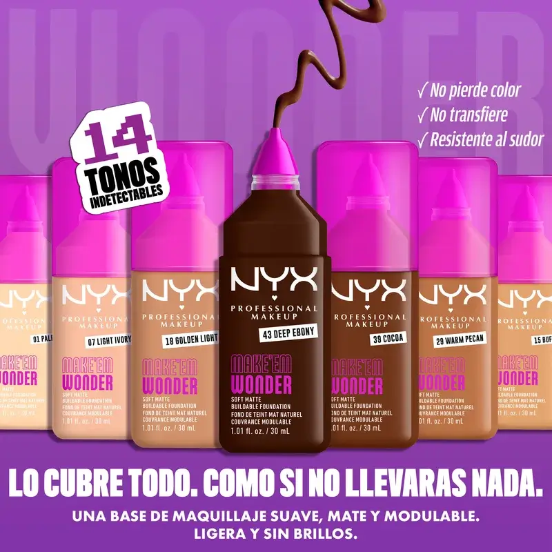 Nyx Cosmetics Make Em Wonder Fdt Natural, 30 ml - Image 4