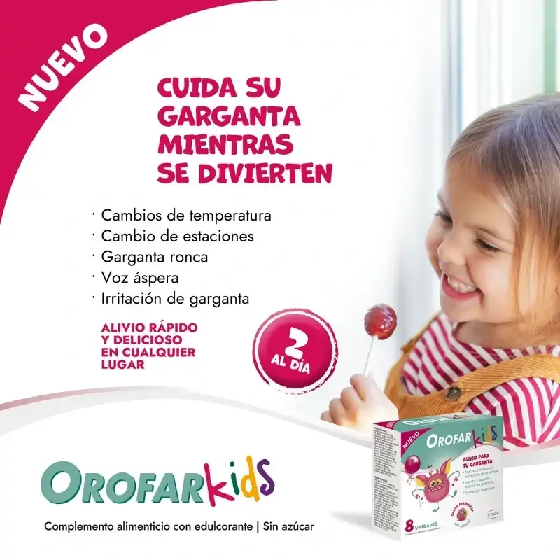 Orofar Kids Piruletas Para Picor De Garganta Sabor Frambuesa Sin Azúcar , 2x8 piruletas - Image 6