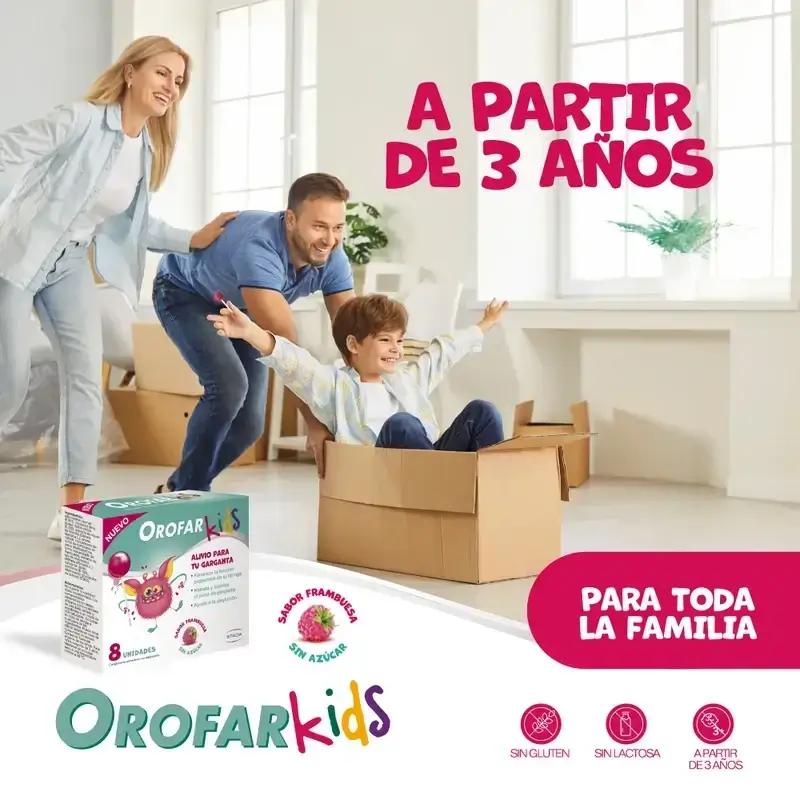 Orofar Kids Piruletas Para Picor De Garganta Sabor Frambuesa Sin Azúcar , 2x8 piruletas - Image 7