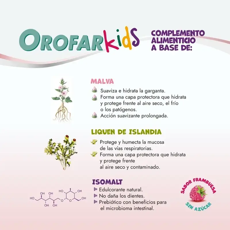 Orofar Kids Piruletas Para Picor De Garganta Sabor Frambuesa Sin Azúcar , 2x8 piruletas - Image 8