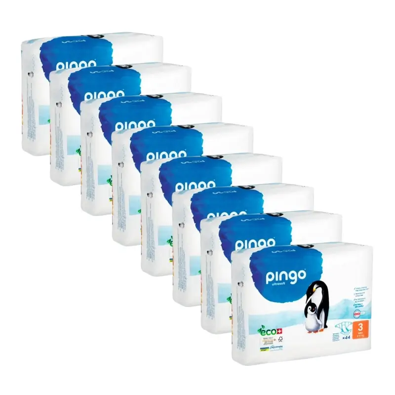 Pingo Pañales Ecológicos Talla 3 Midi (4-9 Kg), 8X44 Unidades
