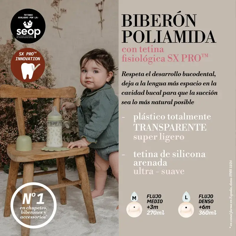 Suavinex Biberón 270 Ml, Flujo Medio (M), +3 Meses, Poetry Azul - Image 6