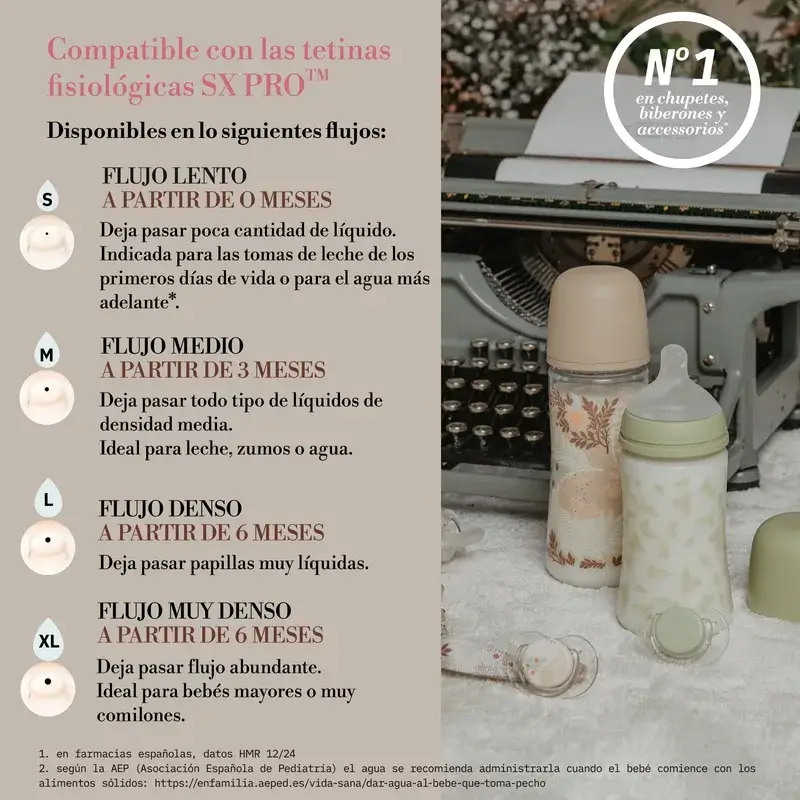 Suavinex Biberón 360 Ml, Flujo Denso (L), +6 Meses, Poetry Beige - Image 8