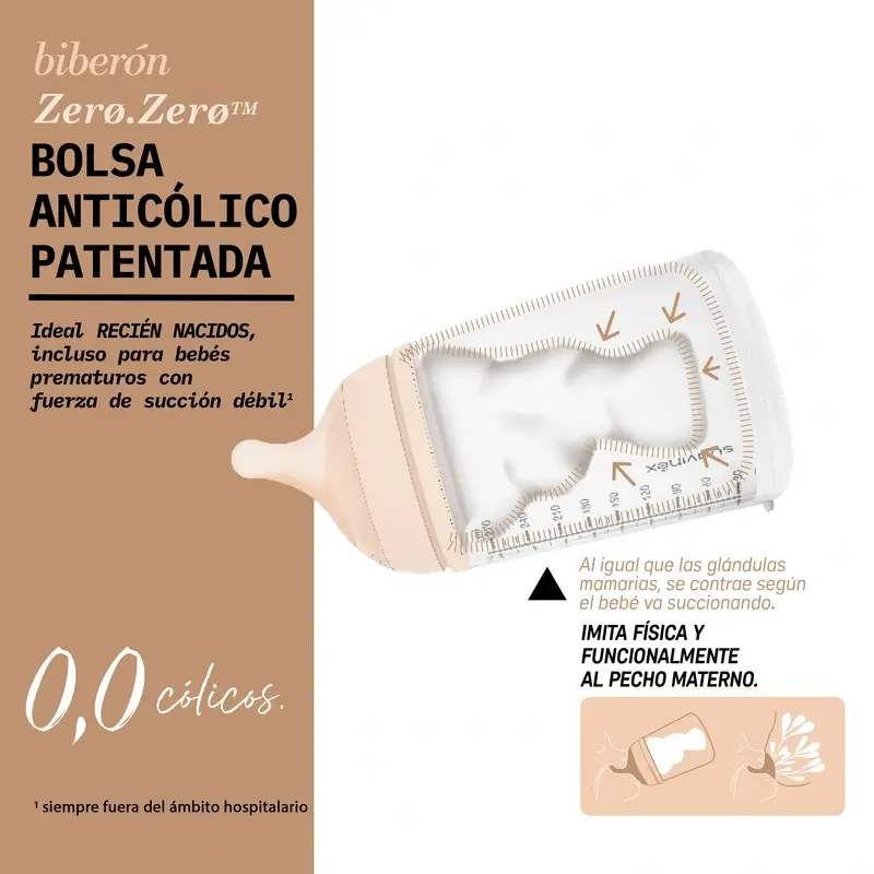 Suavinex Biberón Anticólico Zero Zero 270 Ml, Flujo Medio (M), +3 Meses, Medium - Image 8