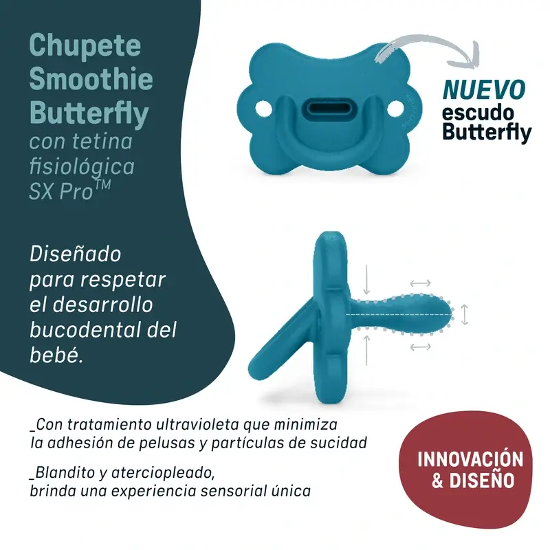 Suavinex Chupete Todo Silicona Fisiológico Sx Pro, 6/18 Meses, Mariposa Infinity Blue - Image 7