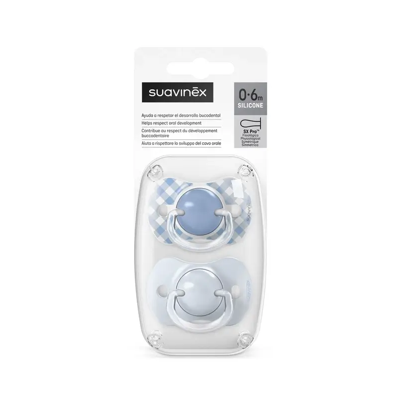 Suavinex Chupetes Tetina Sx Pro 0/6 Meses Wild&Free Azul, 2 unidades