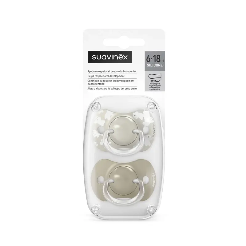 Suavinex Chupetes Tetina Sx Pro 6/18 Meses Wild&Free Beige, 2 unidades