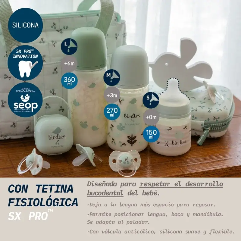 Suavinex Set Regalo Biberones Y Chupete Rosa +0M Birdies Verde - Image 5