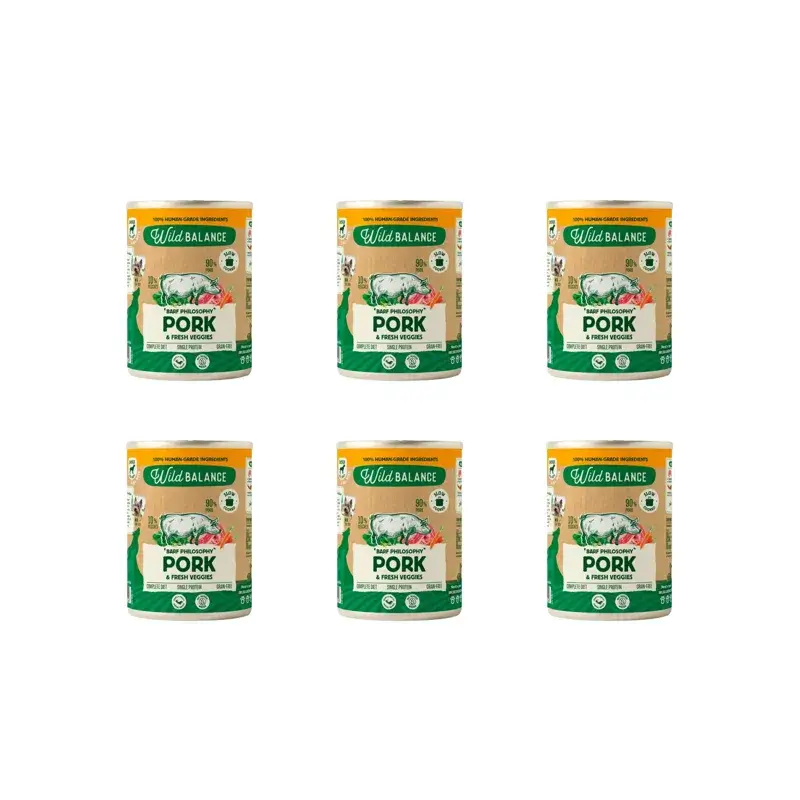 Wild Balance Lata Cerdo Con Verduras Para Perros, 400 gr, Pack de 6