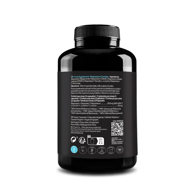 Zenement Magnesio Complex 5 En 1, 180 cápsulas veganas - Image 2